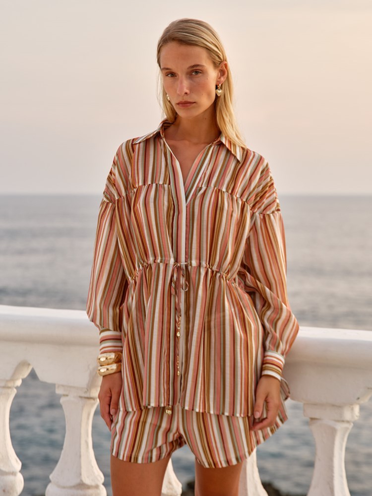 Fate+Becker Lucette Shirt in Sandbar Stripe