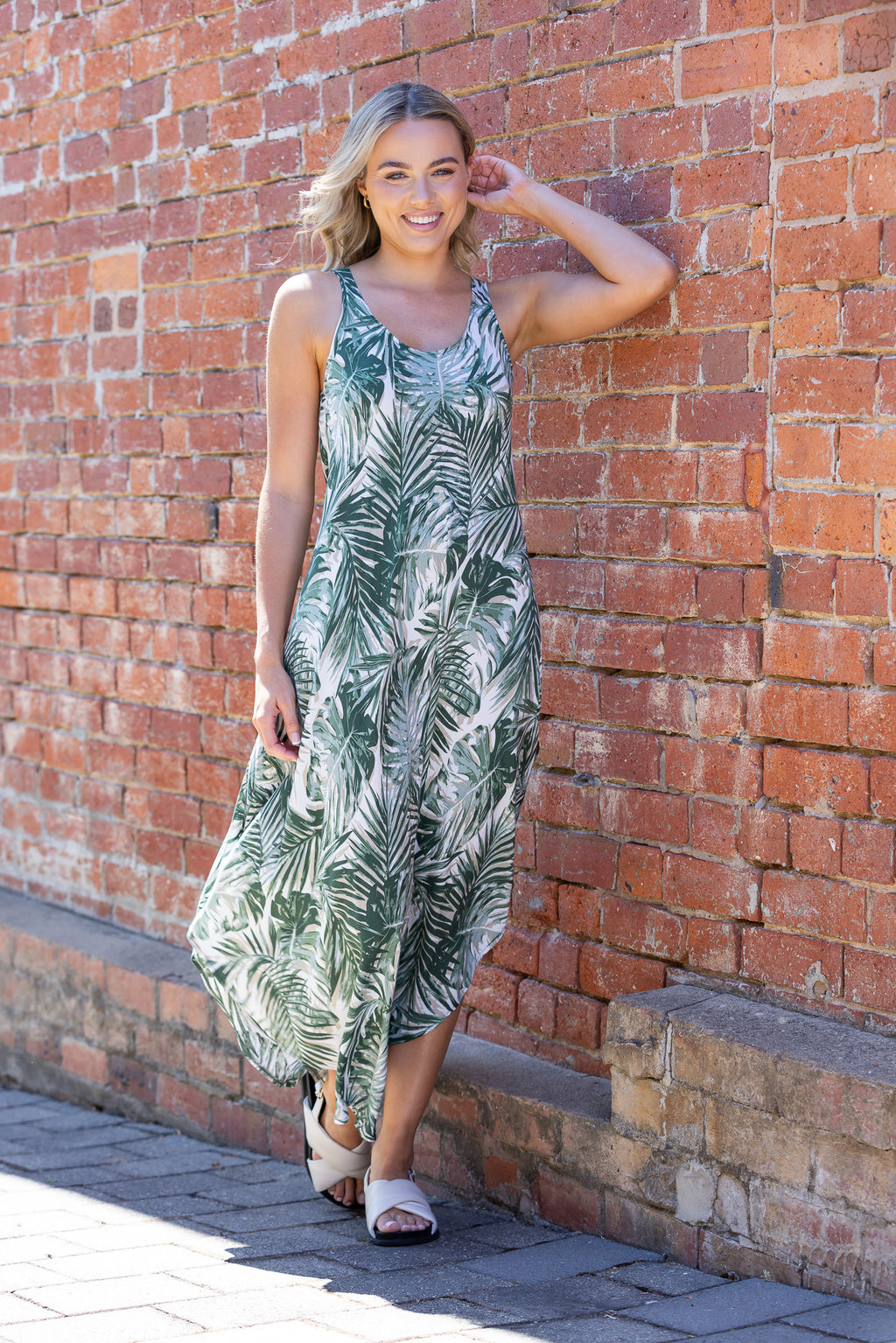 Green leaf outlet maxi dress