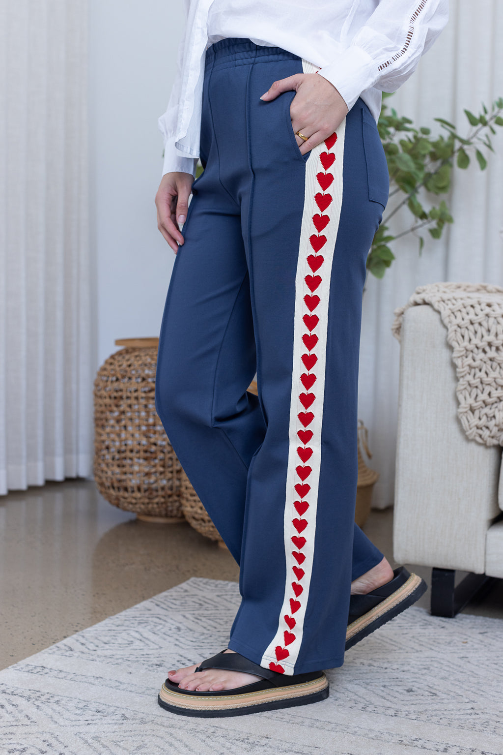 BETTY PANTS  - Blue/Red Heart