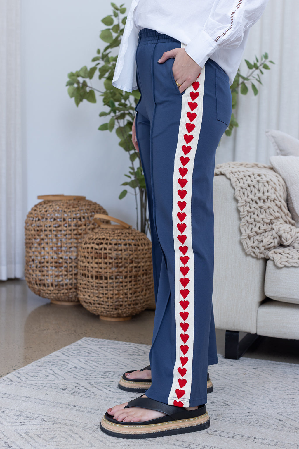 BETTY PANTS  - Blue/Red Heart