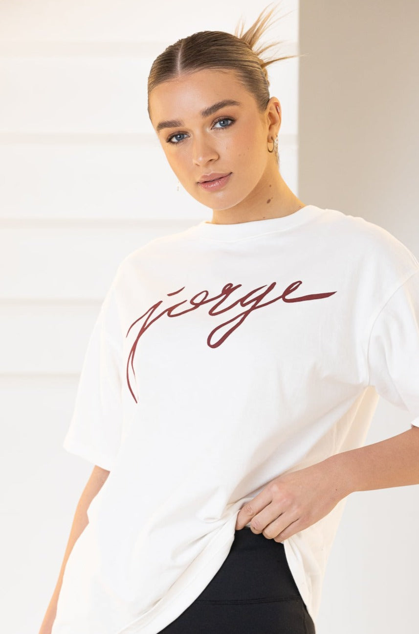 JORGE SCRIPT TEE - Burgundy