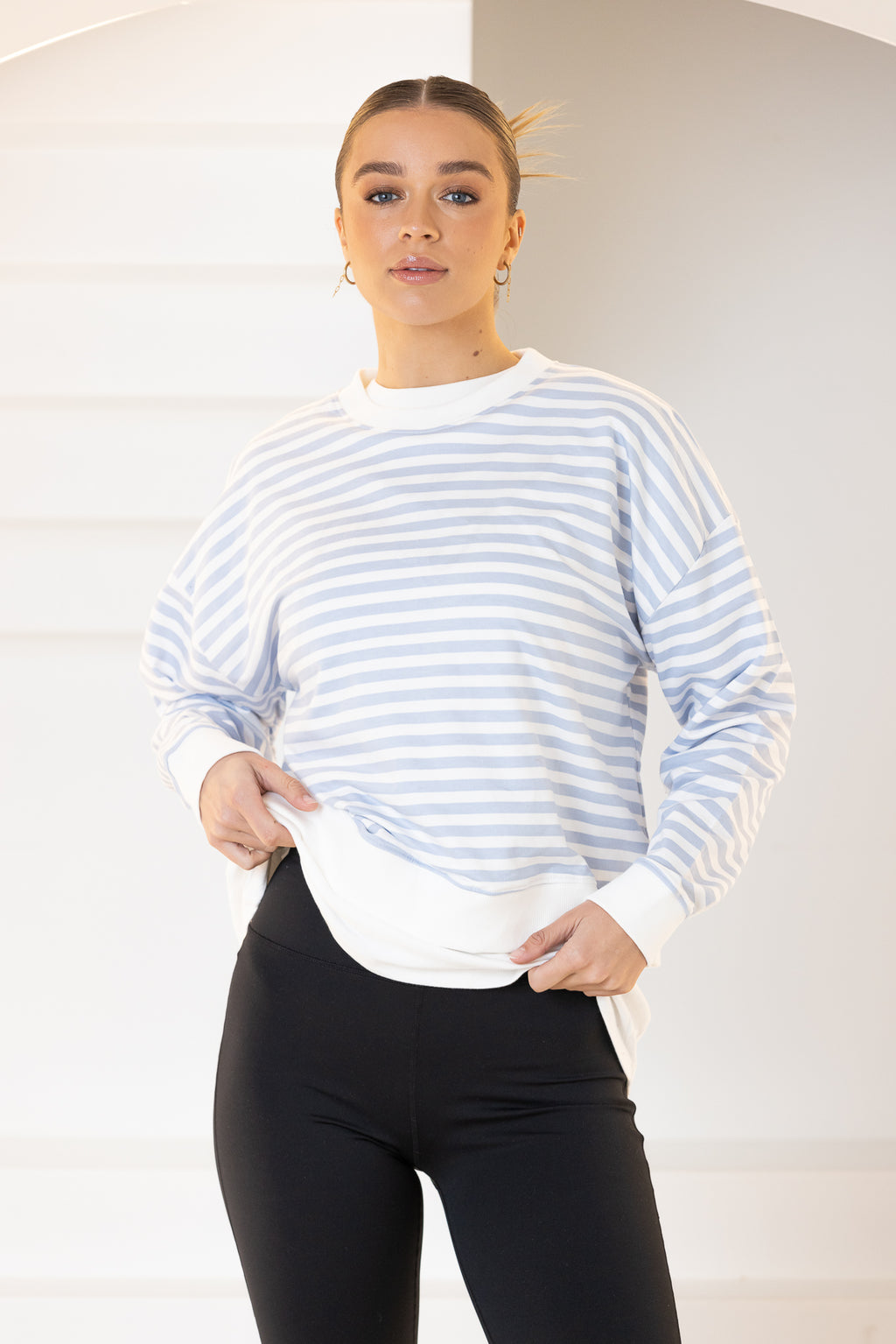 ADA SLIM SWEATER - Cornflower Stripe