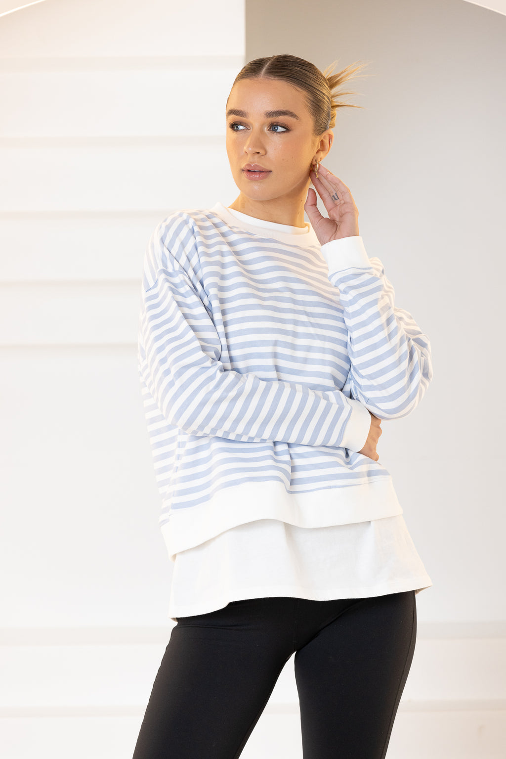 ADA SLIM SWEATER - Cornflower Stripe