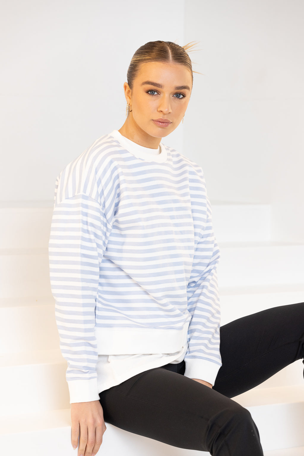 ADA SLIM SWEATER - Cornflower Stripe