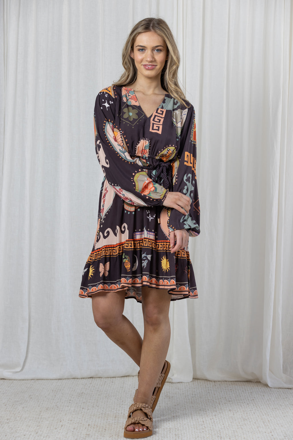 SUNETTA DRESS - Black/Multi