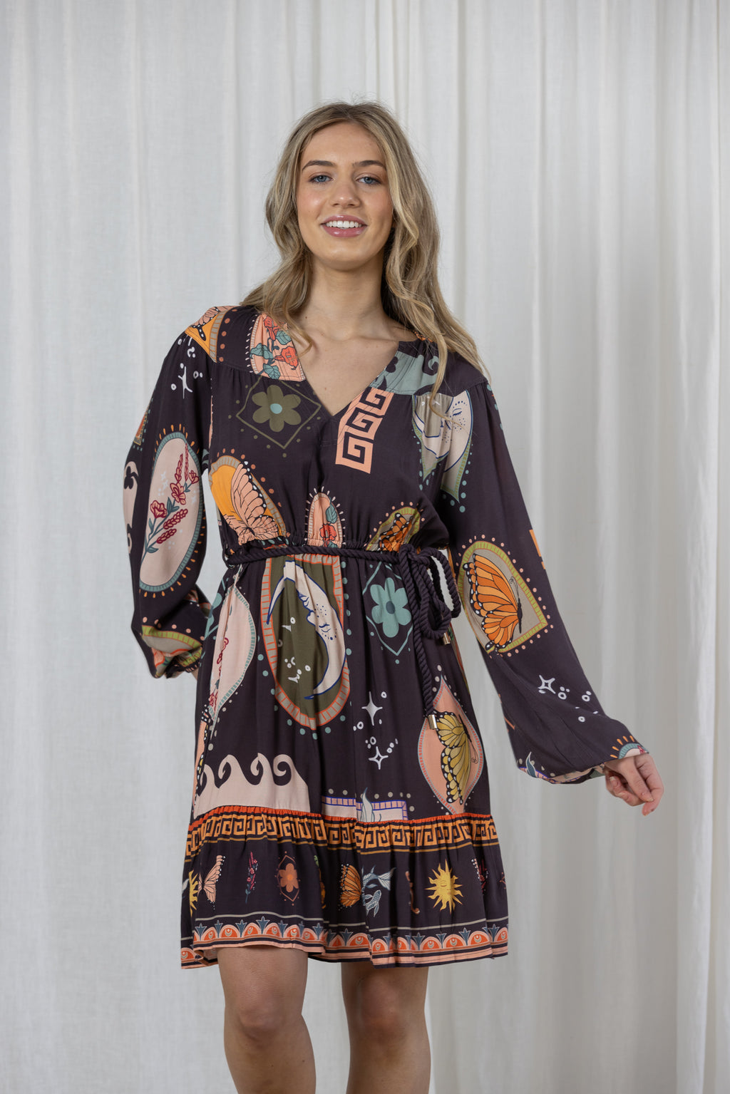 SUNETTA DRESS - Black/Multi