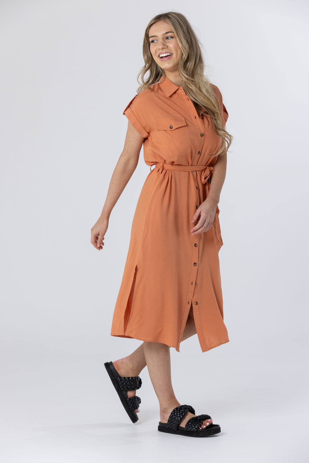 EMERY SHIRT DRESS - Rust