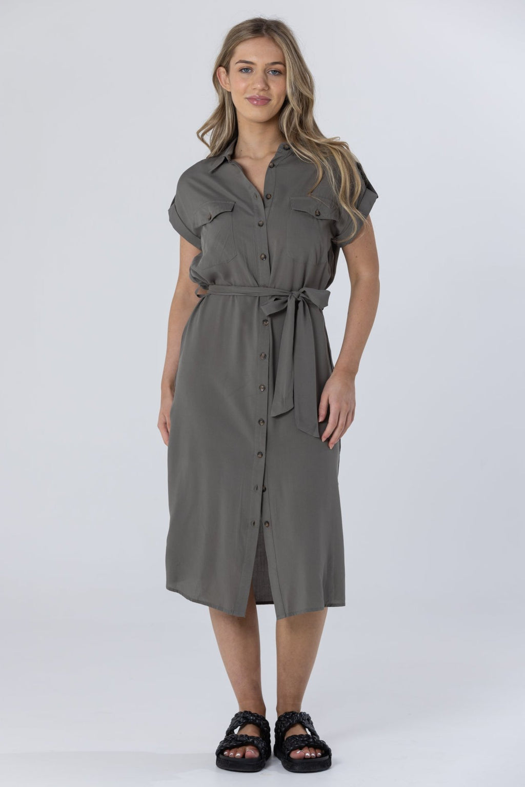 EMERY SHIRT DRESS - Khaki