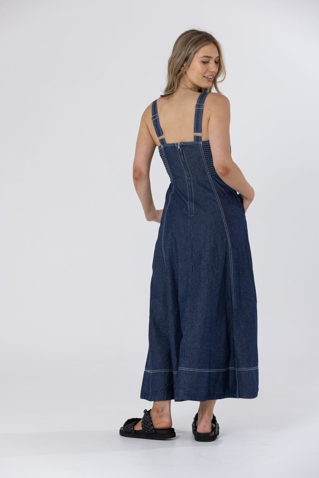 BRITNEY MIDI DRESS - Dark Denim