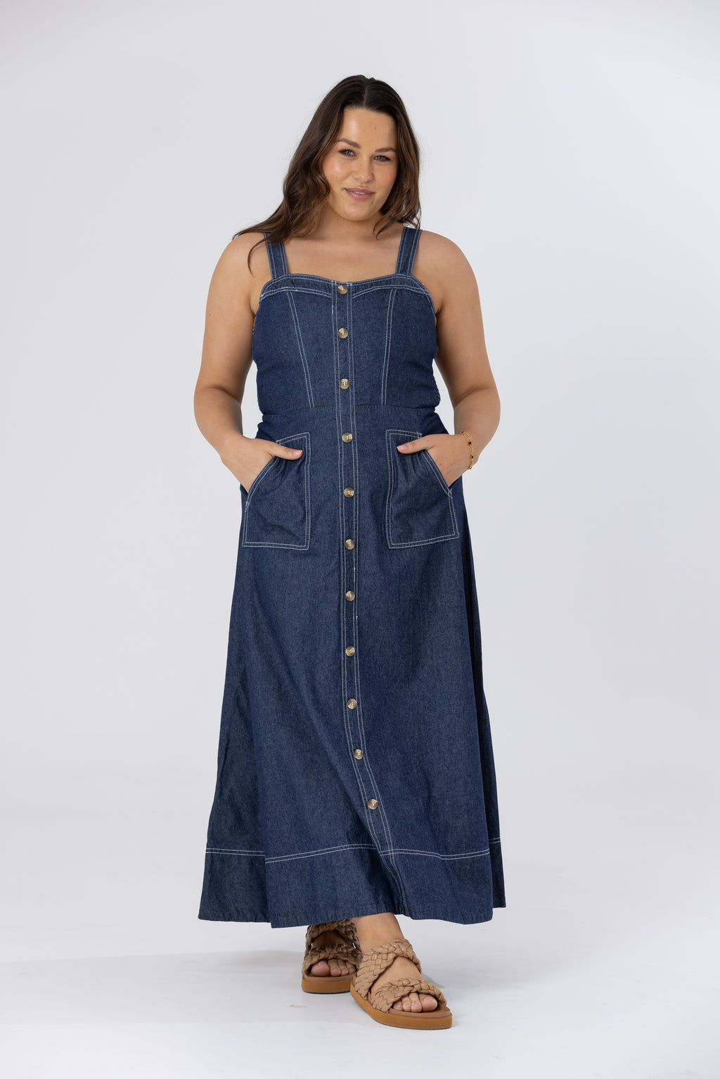 BRITNEY MIDI DRESS - Dark Denim