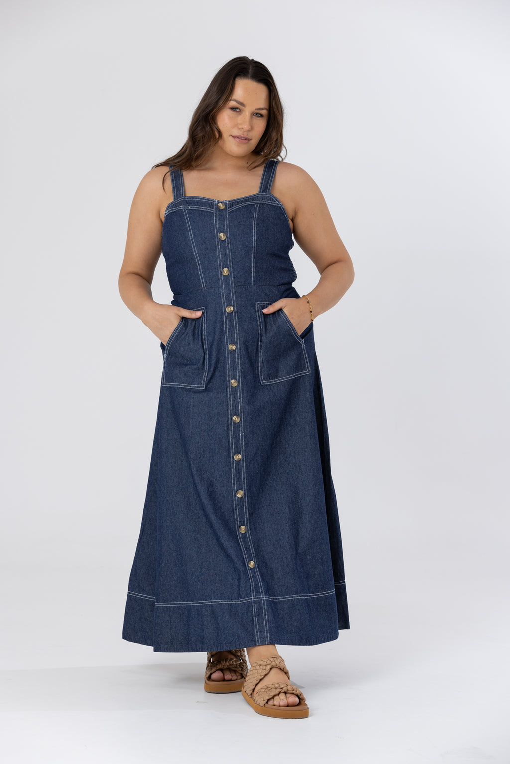 BRITNEY MIDI DRESS - Dark Denim