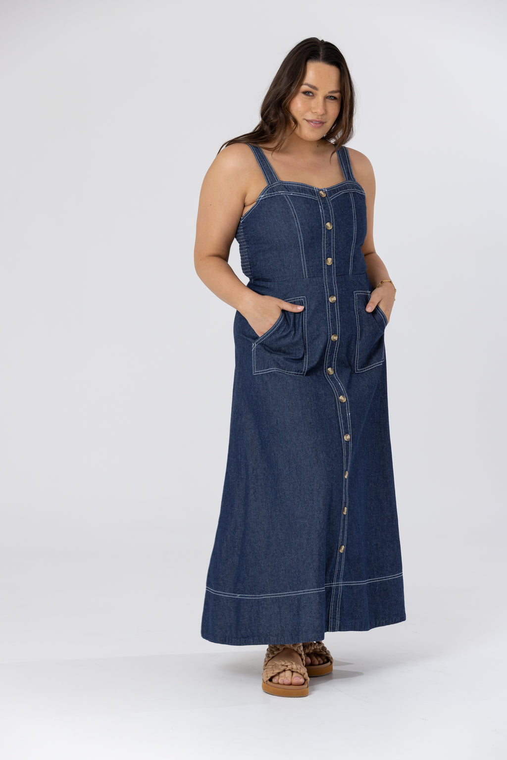 BRITNEY MIDI DRESS - Dark Denim