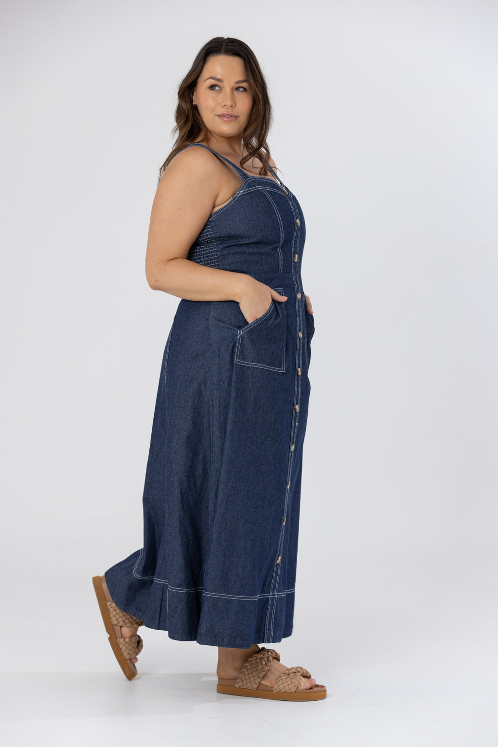 BRITNEY MIDI DRESS - Dark Denim