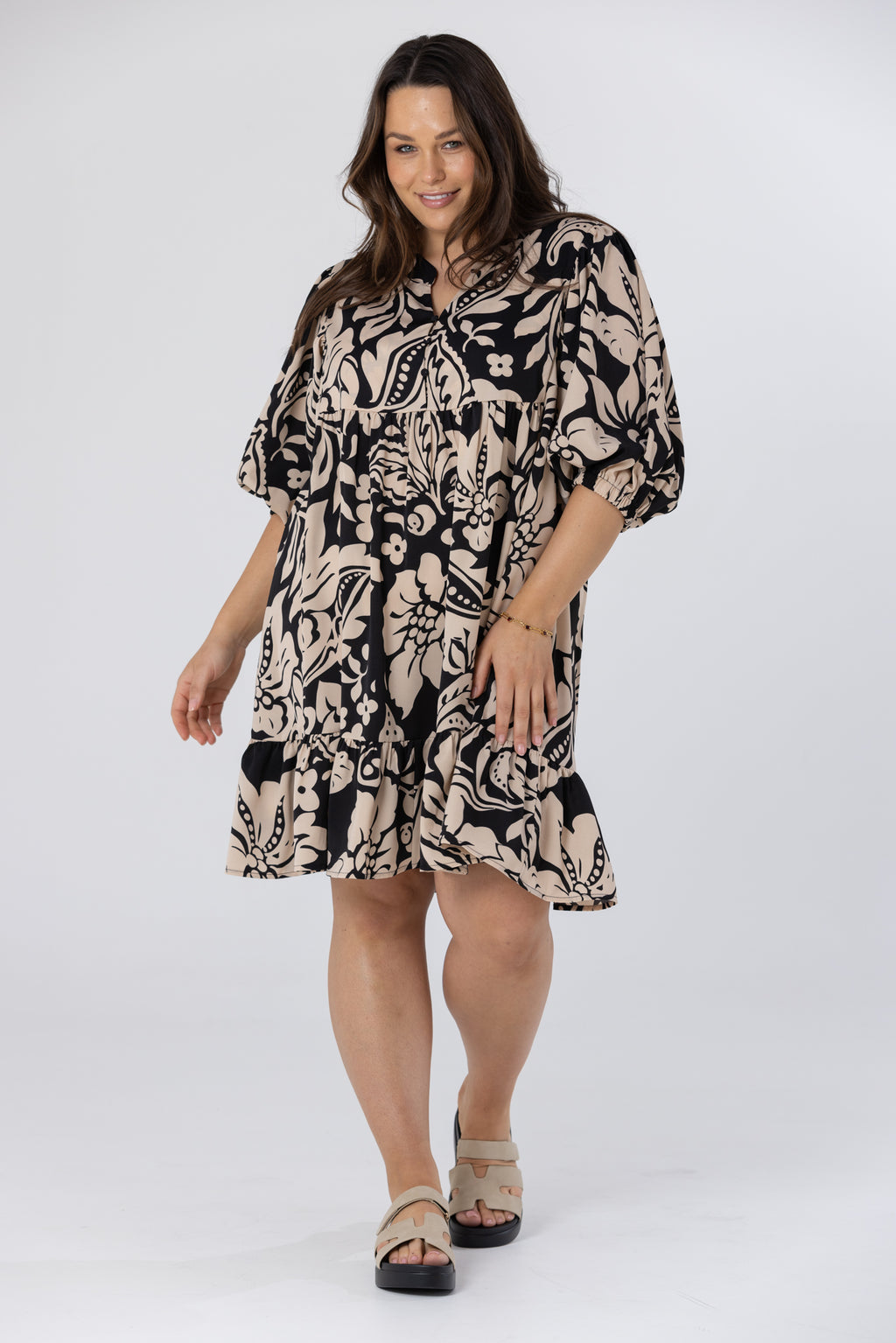 ALEX DRESS - Black/Sand