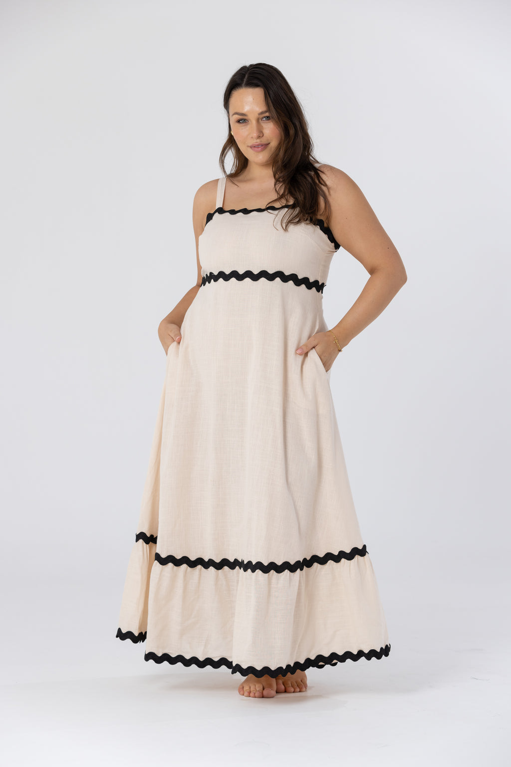 ASHER MAXI DRESS - Beige/Black