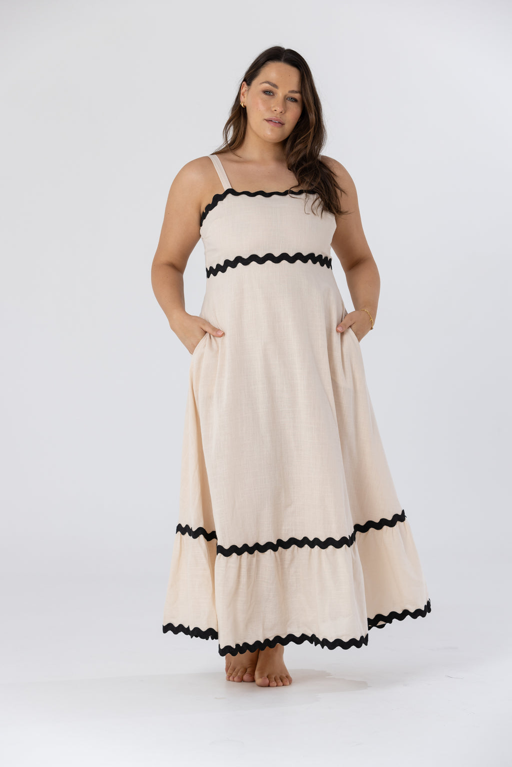 ASHER MAXI DRESS - Beige/Black