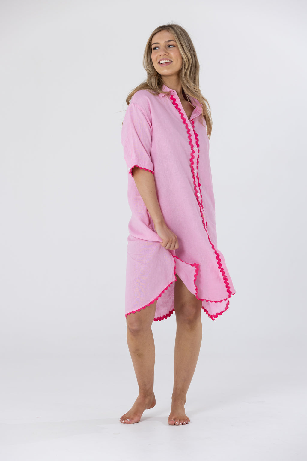 ISABEL LINEN DRESS - Pink