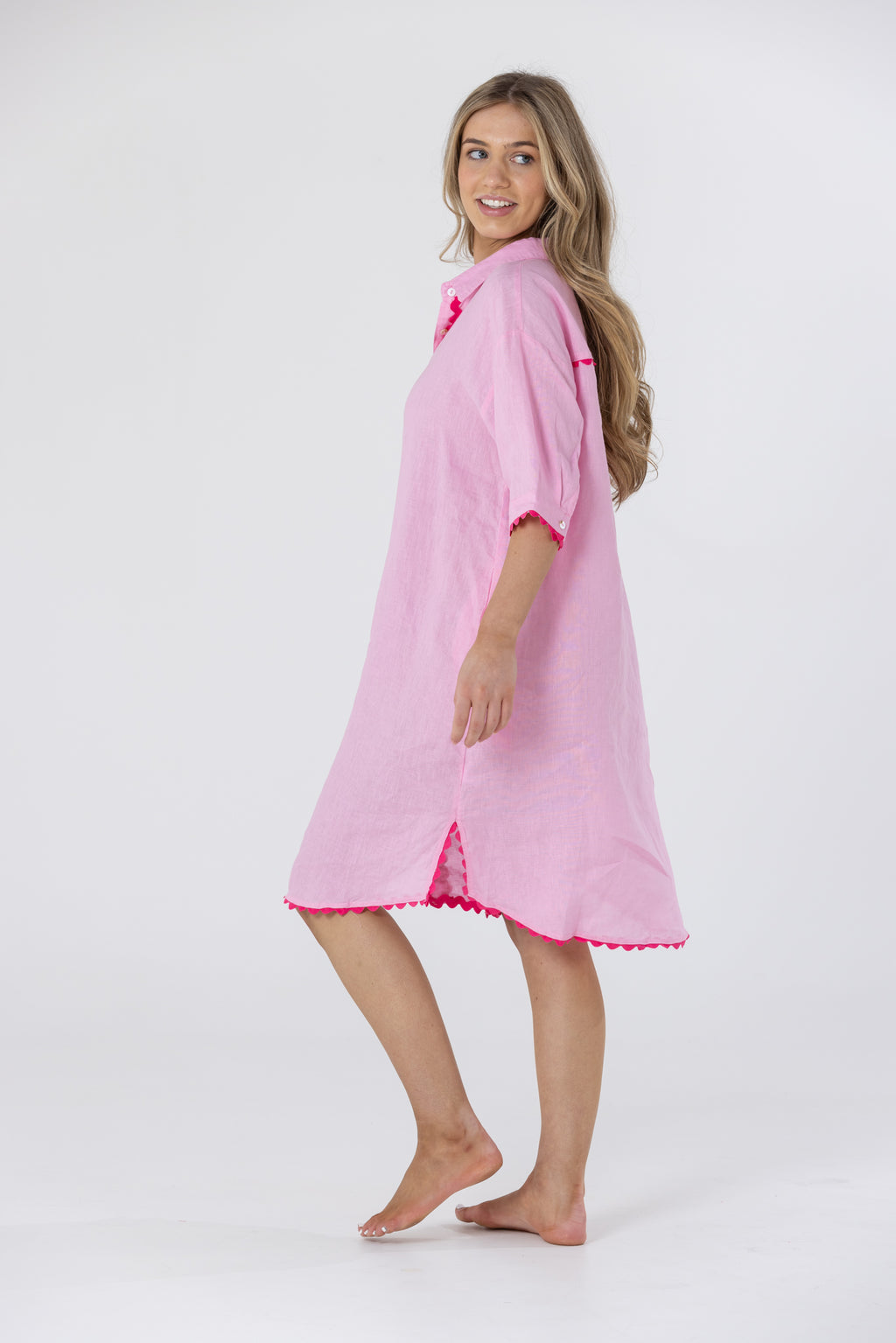 ISABEL LINEN DRESS - Pink