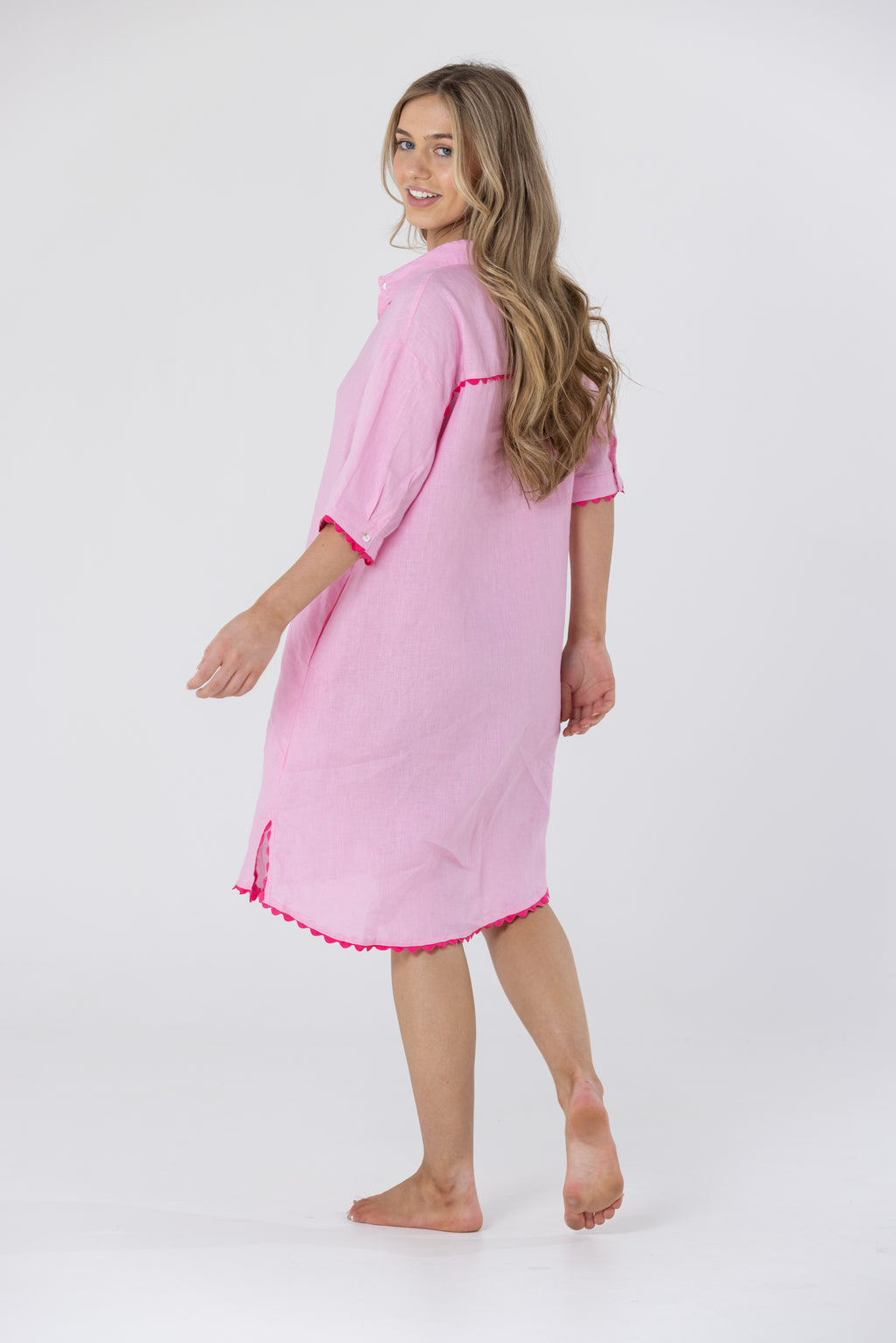 ISABEL LINEN DRESS - Pink