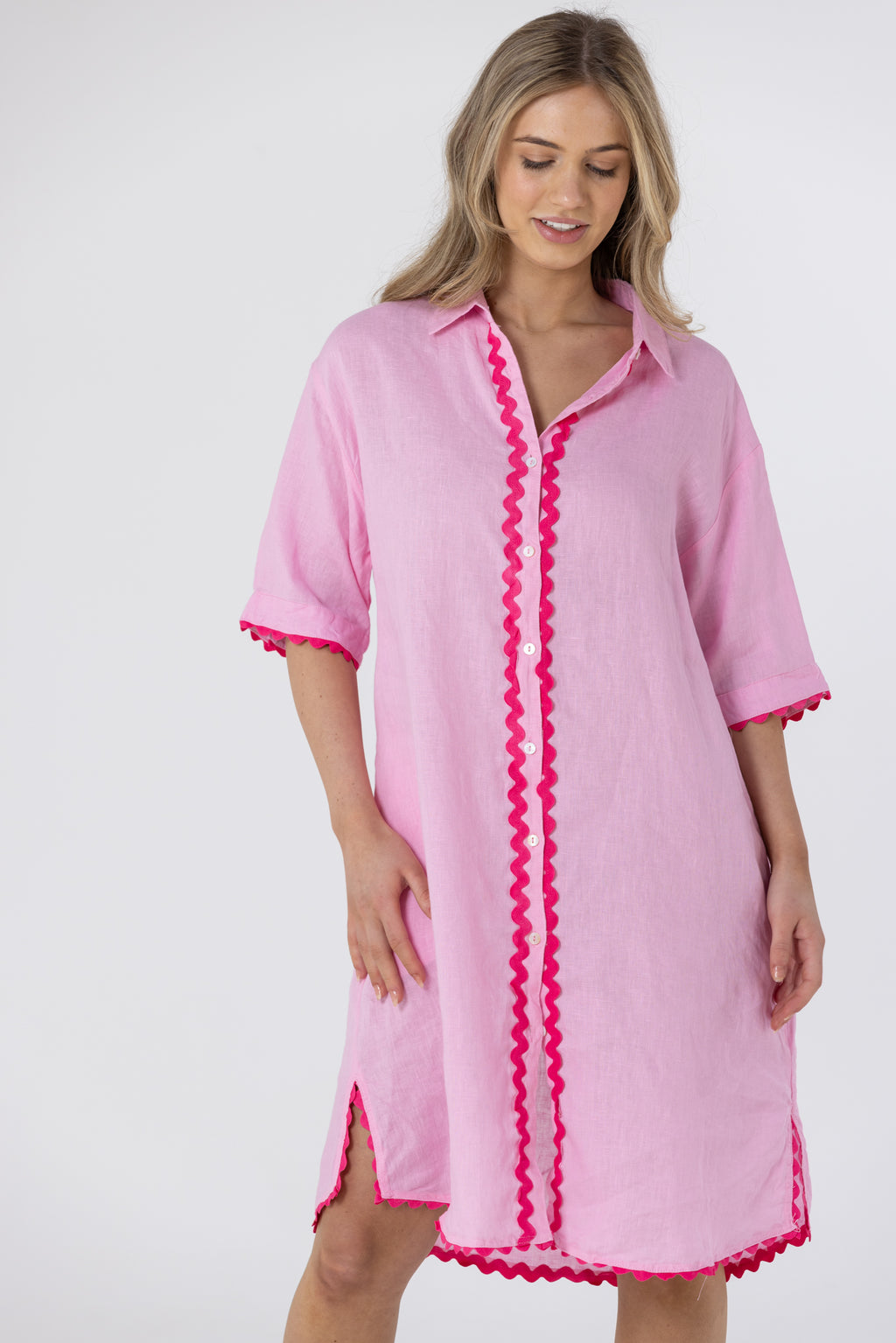 ISABEL LINEN DRESS - Pink