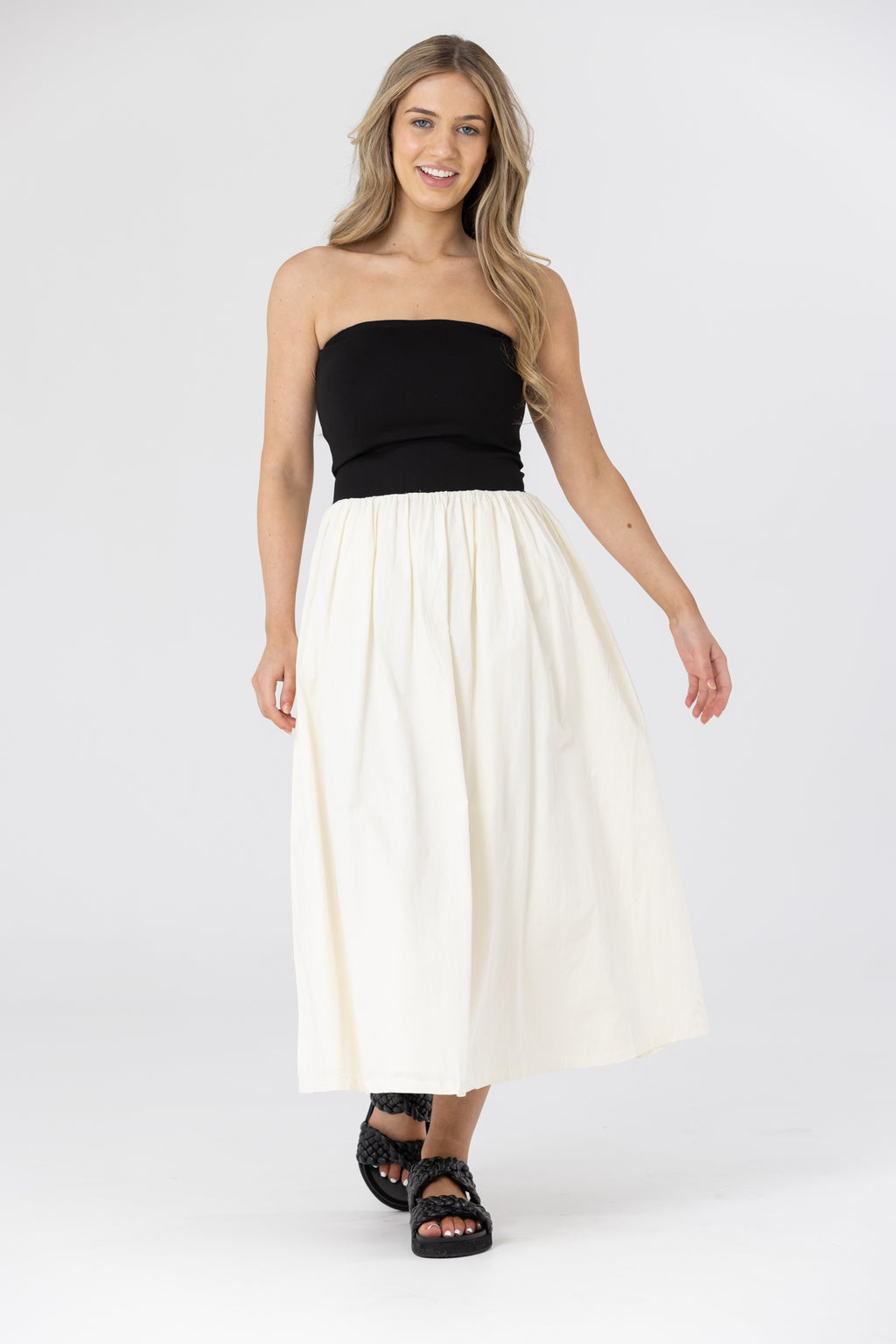 RAYE STRAPLESS MAXI DRESS - Black/White