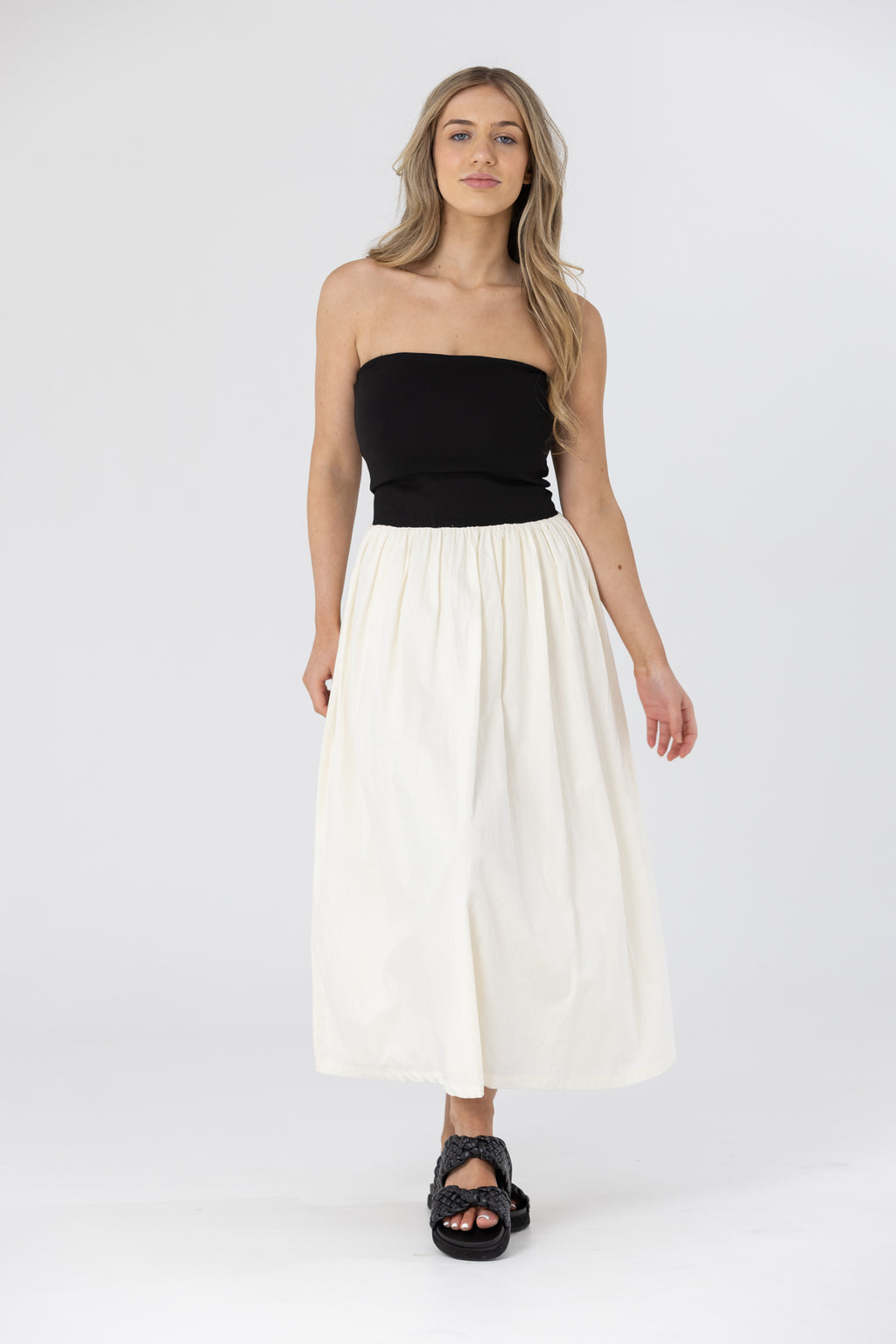 RAYE STRAPLESS MAXI DRESS - Black/White