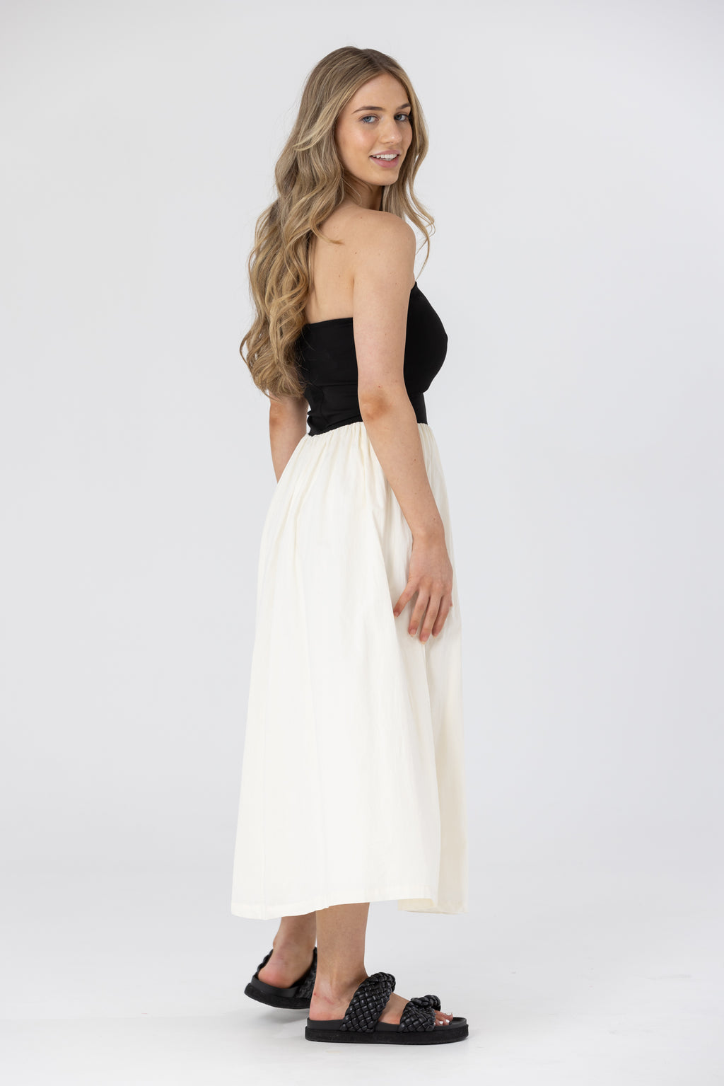 RAYE STRAPLESS MAXI DRESS - Black/White