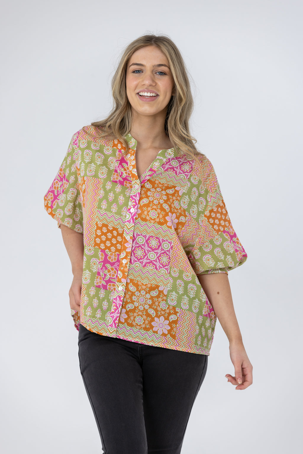 LILY BLOUSE - Multi Orange