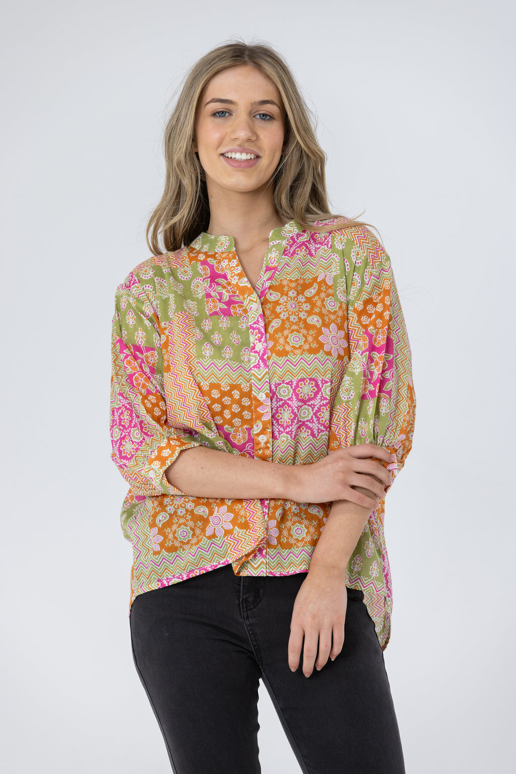 LILY BLOUSE - Multi Orange