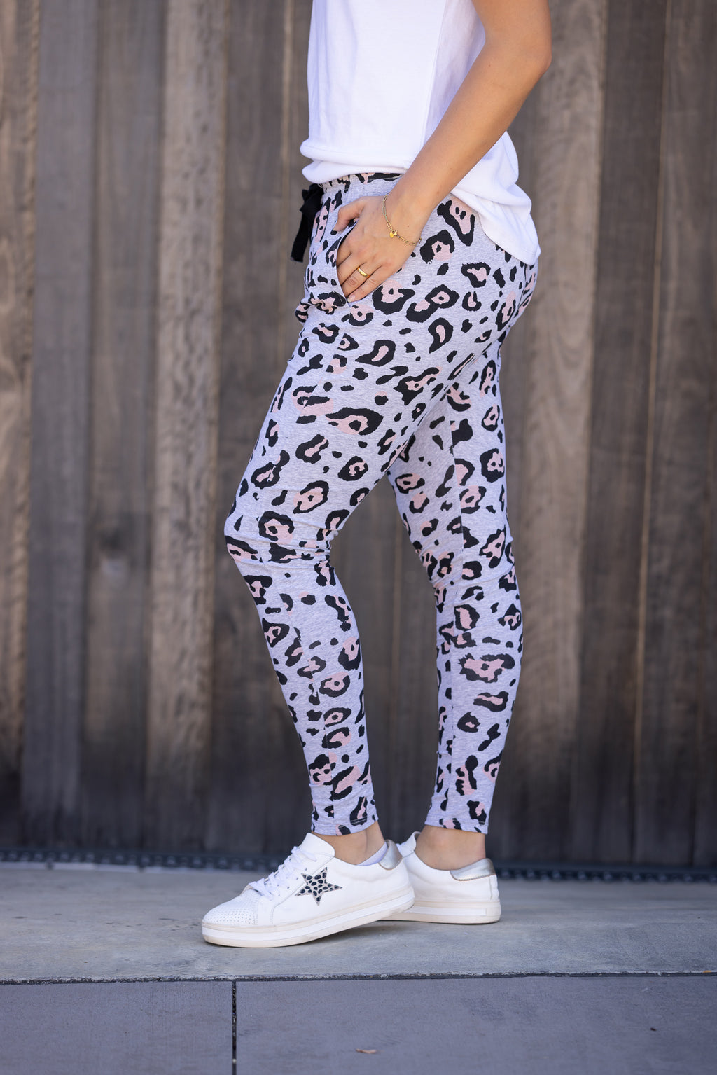 FAYE JOGGER - Grey/Blush Leopard