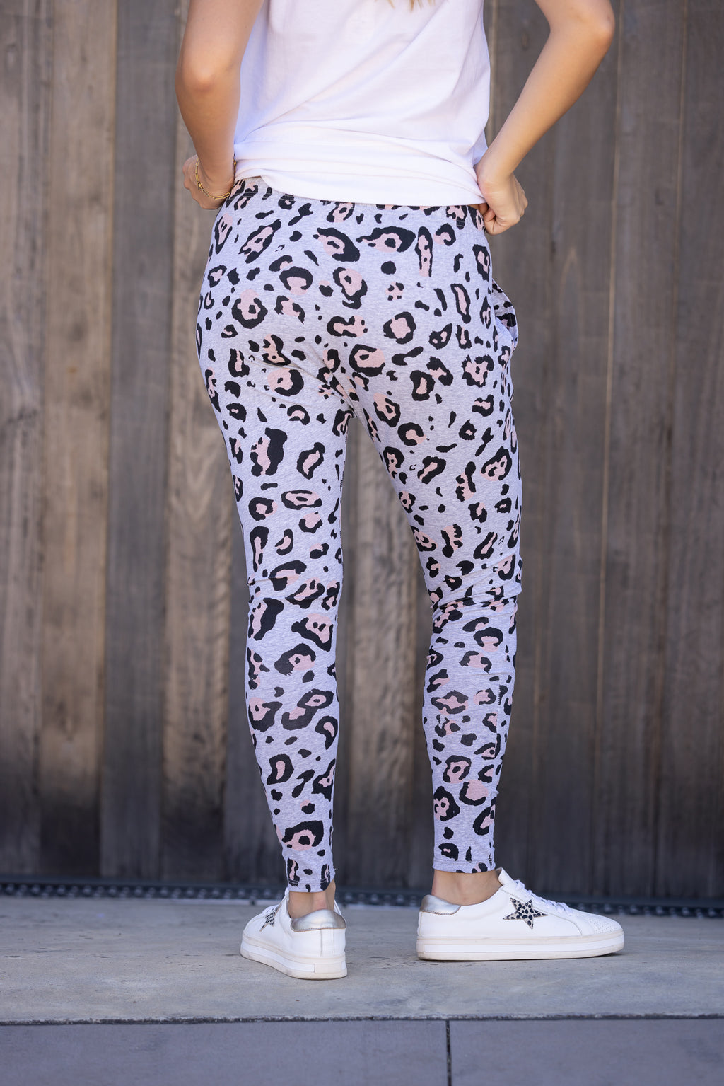 FAYE JOGGER - Grey/Blush Leopard