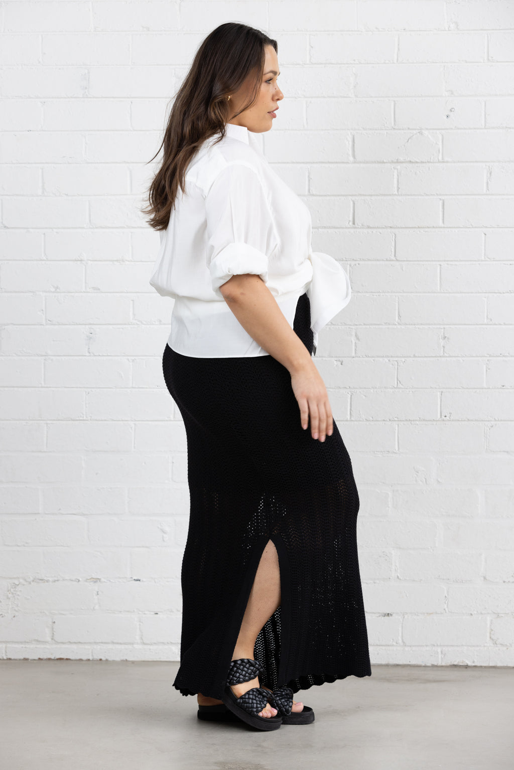 GRACE KNIT MAXI SKIRT - Black