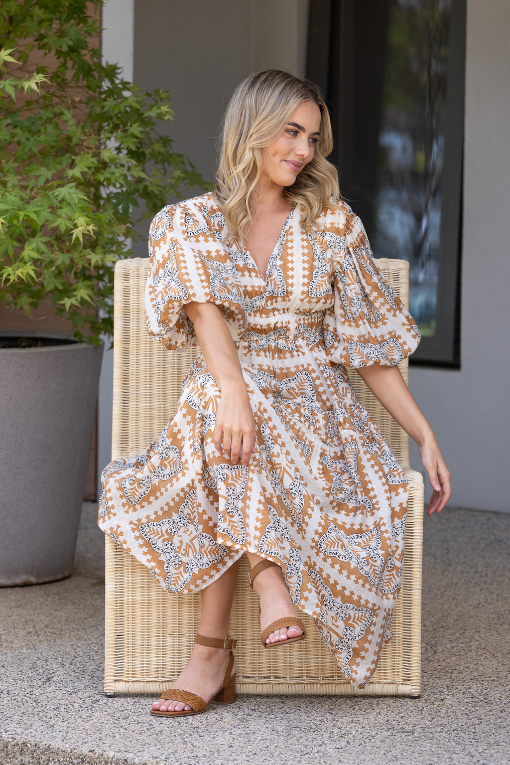 New look midi 2024 wrap dress in rust