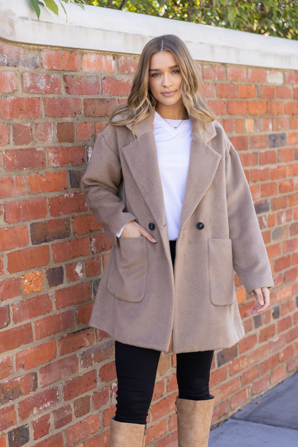 Long Slouchy Double-Breasted Coat for Women