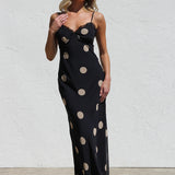 TULLIE MIDI DRESS - Black/Beige Spot