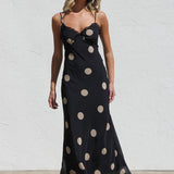 TULLIE MIDI DRESS - Black/Beige Spot