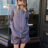 Marmo Stripe Short - Choc Stripe