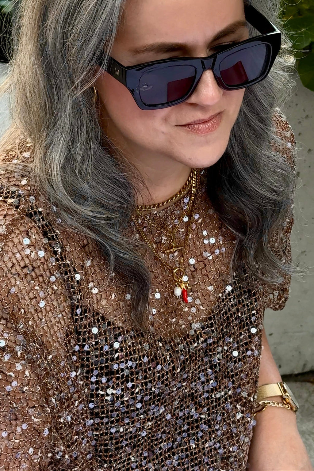 Mocha Sequin Top