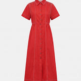 Contrast Stitch Midi Dress