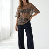 Mocha Sequin Top