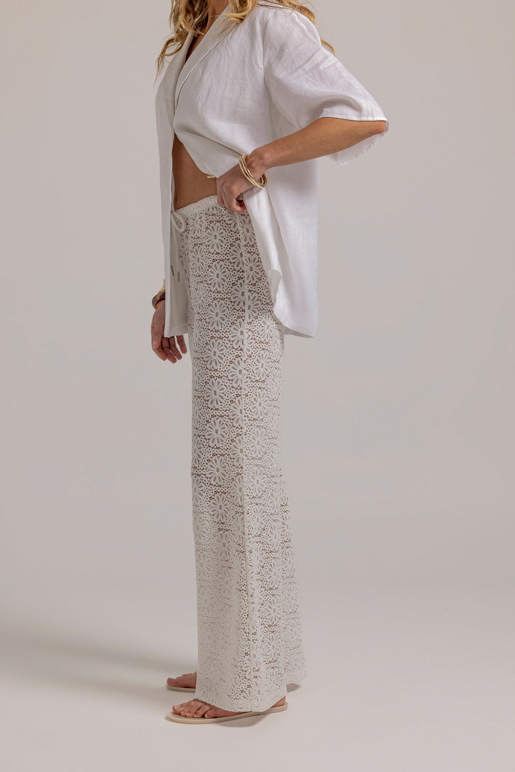 LARA LACE PANT - White