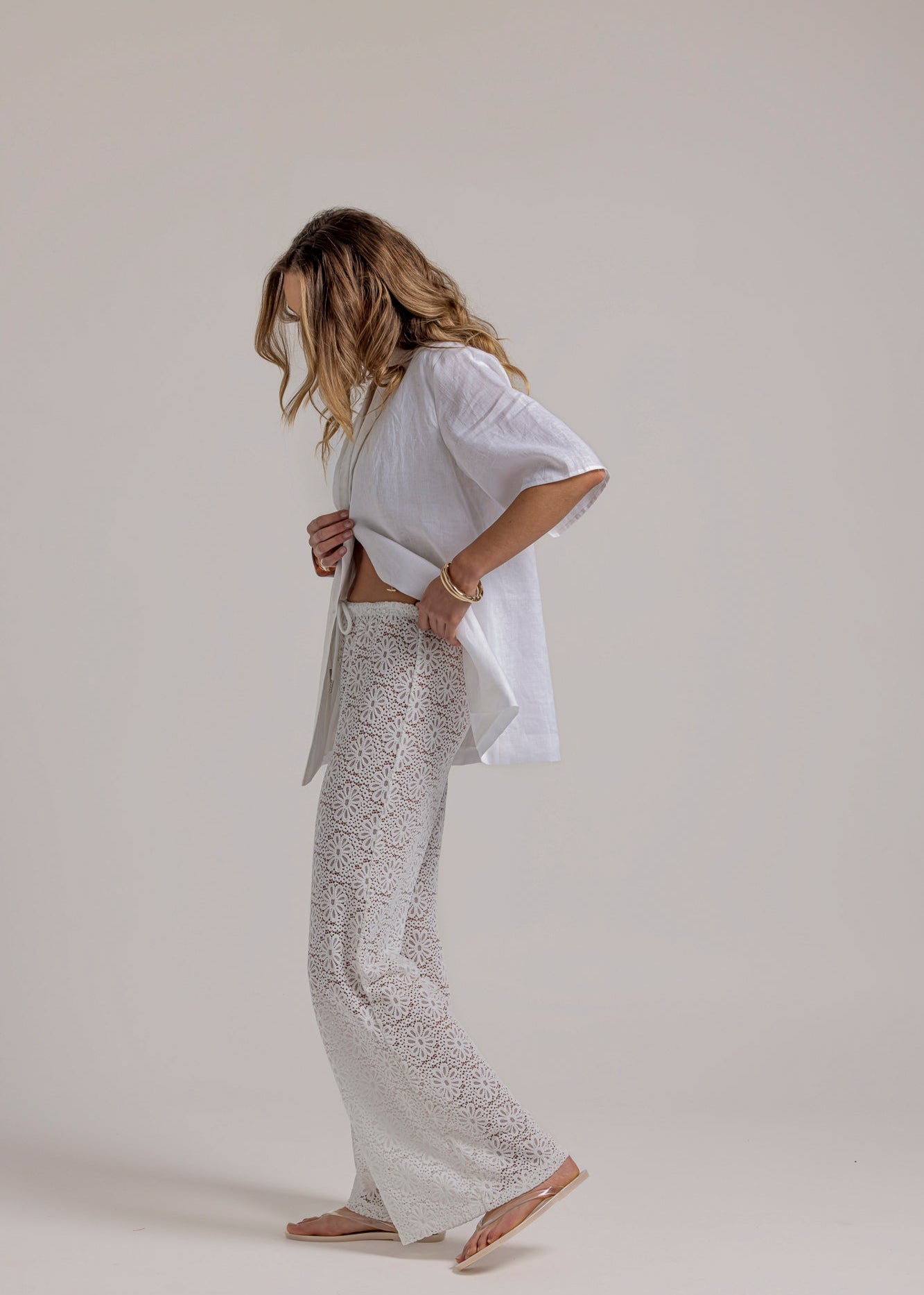 LARA LACE PANT - White