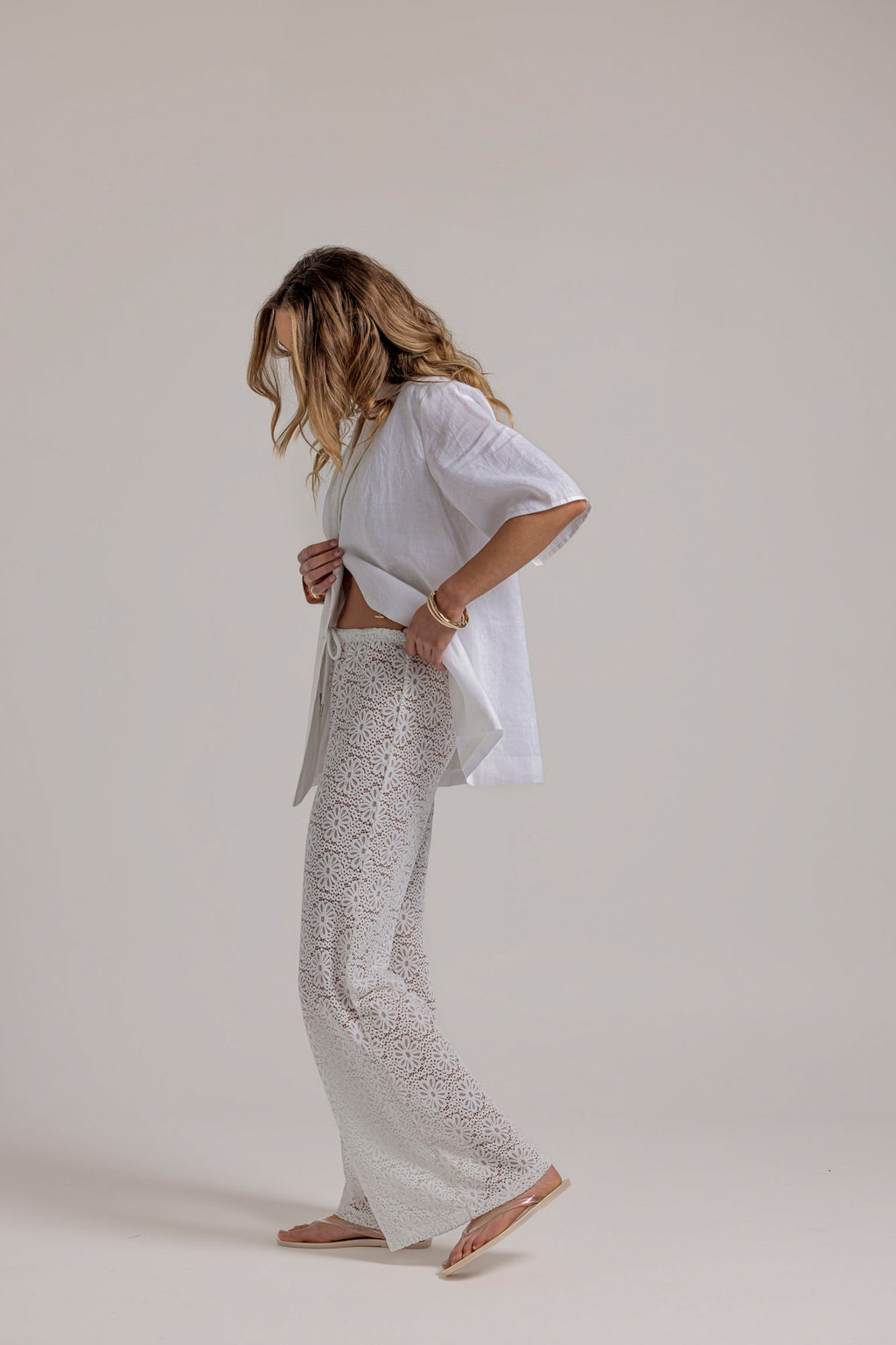 LARA LACE PANT - White