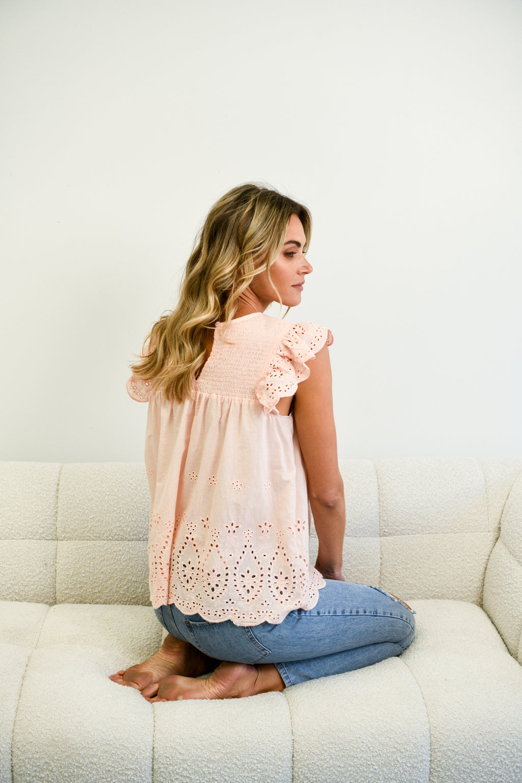 CHLOE LACE FRILL TOP- Pink