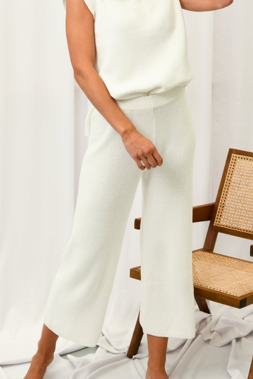 LENA KNIT PANTS - White