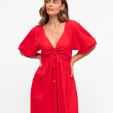 ILLARIA PUFF SLEEVE MAXI DRESS - Red