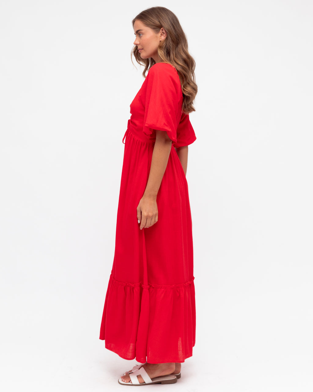 ILLARIA PUFF SLEEVE MAXI DRESS - Red