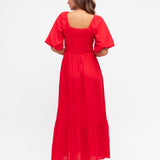 ILLARIA PUFF SLEEVE MAXI DRESS - Red