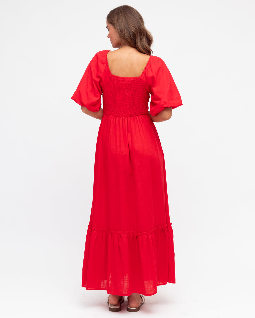 ILLARIA PUFF SLEEVE MAXI DRESS - Red
