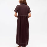 Contrast Stitch Midi Dress - Chocolate